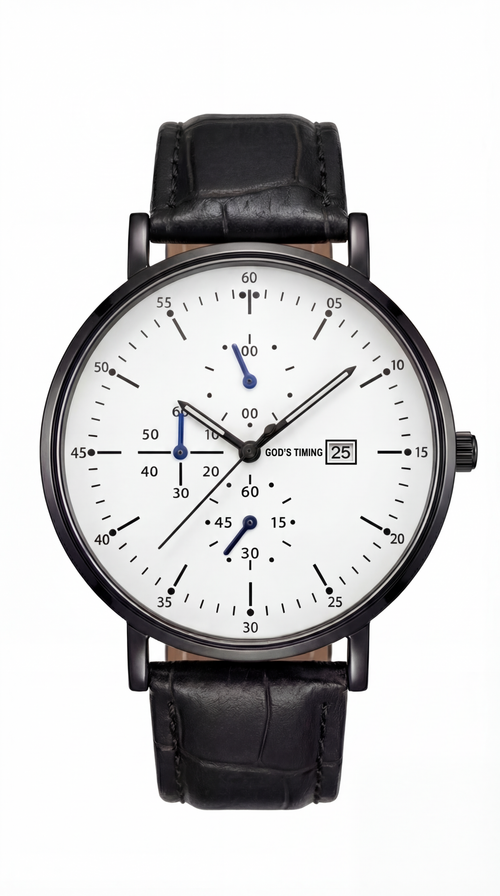 Goshen | Zwart Leren heren horloge