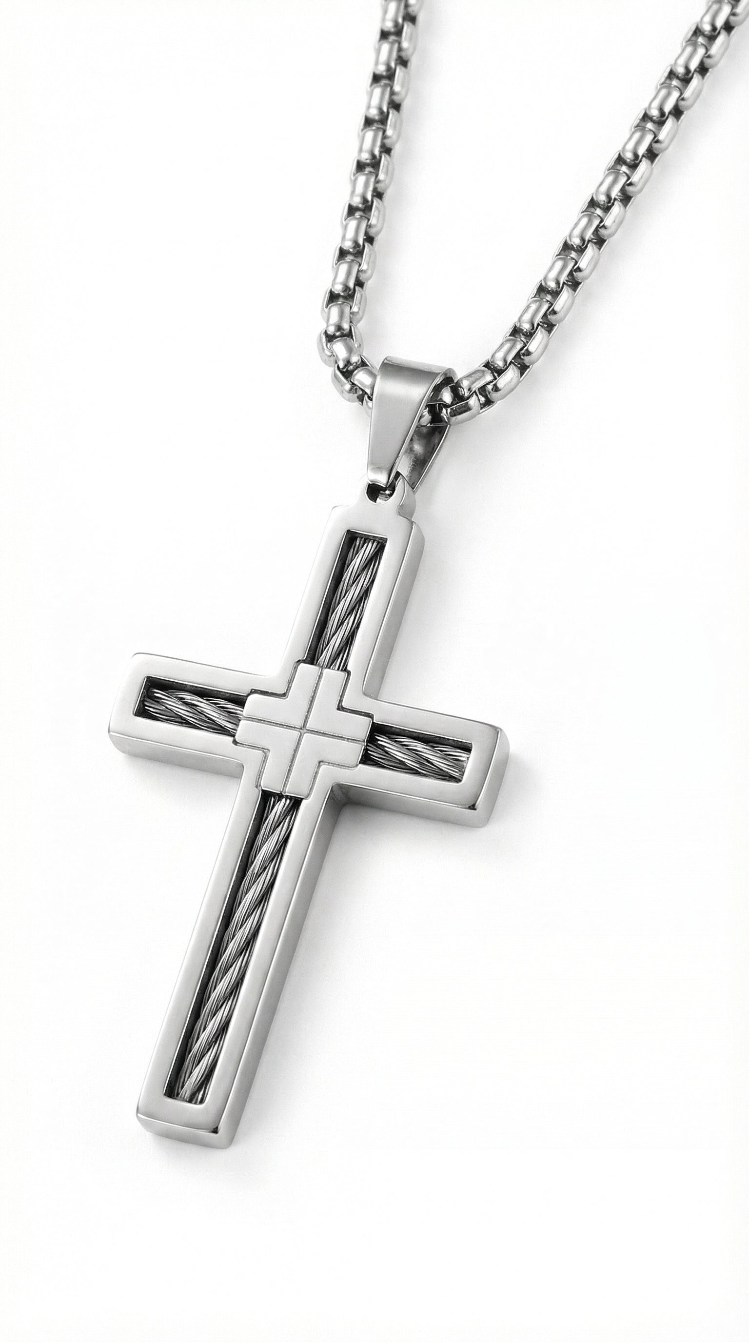 Mens cross | silver outline (Davids Sling)