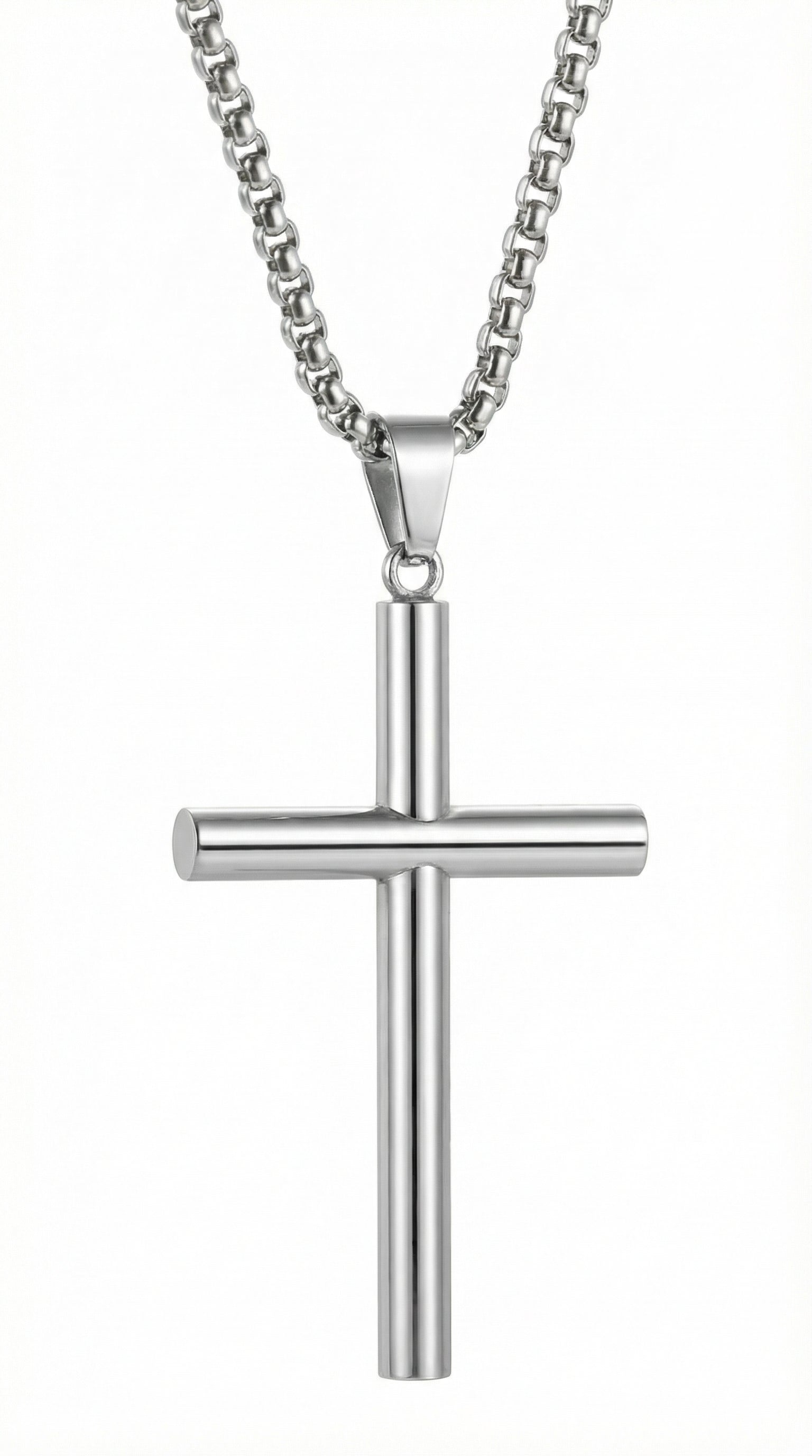 Mens cross | fully silver (Moses staff)