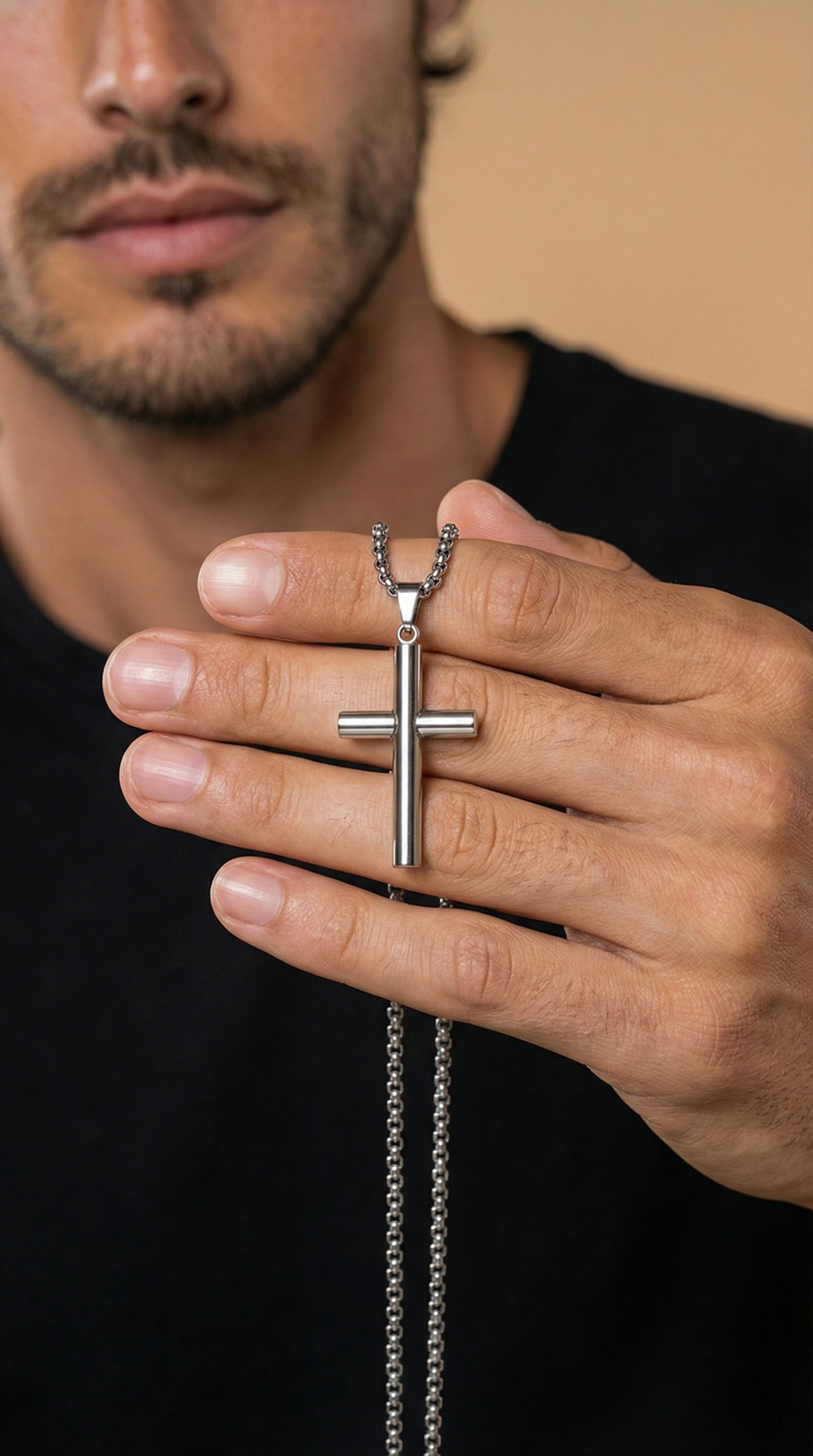 Mens cross | fully silver (Aaron staff)