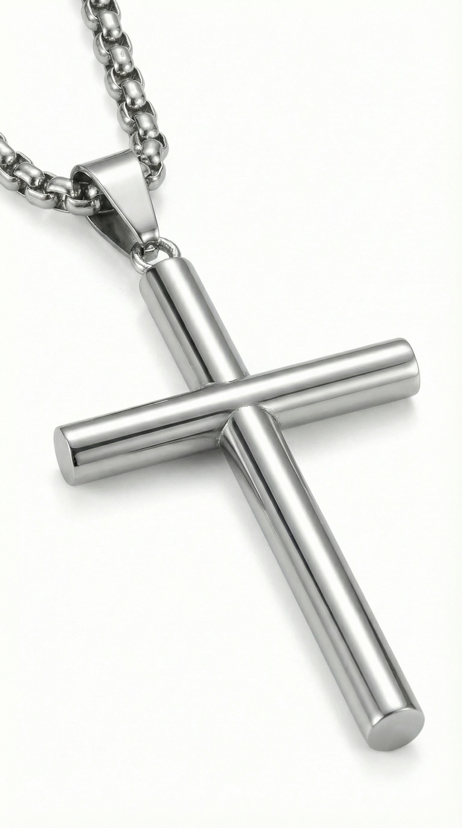 Mens cross | fully silver (Moses staff)