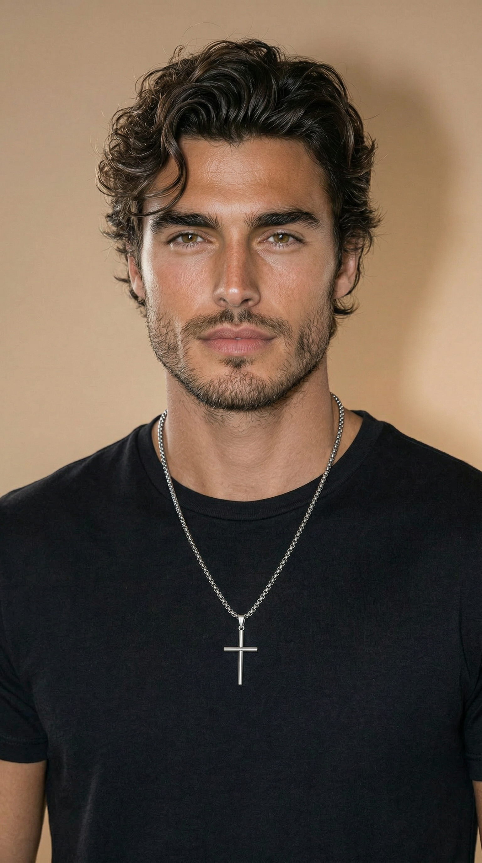 Mens cross | fully silver (Moses staff)