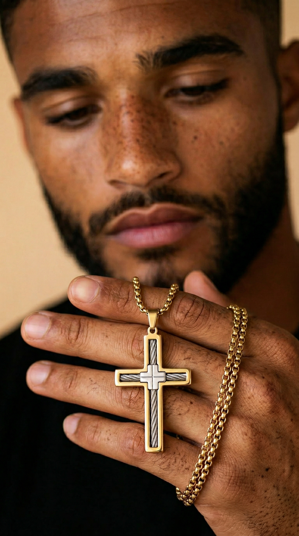 Mens cross | gold outline (cloud)
