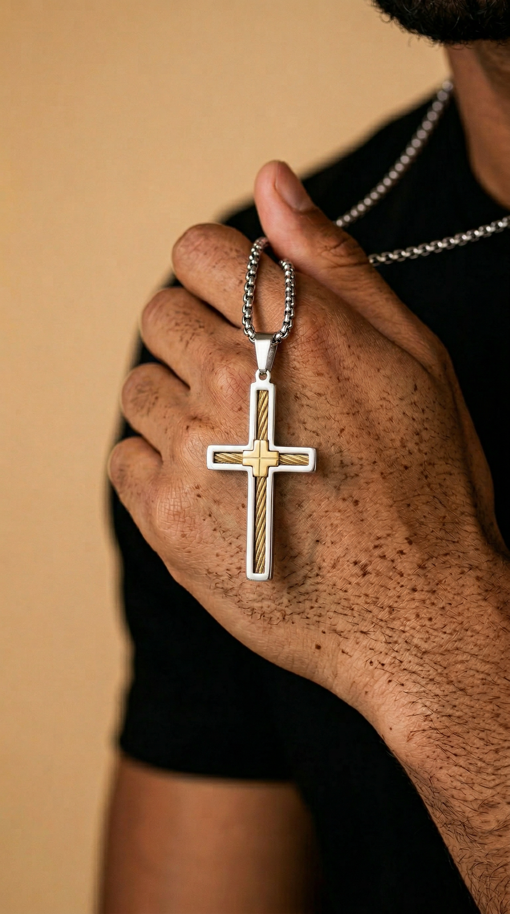 Mens cross | silver outline (Havilah)