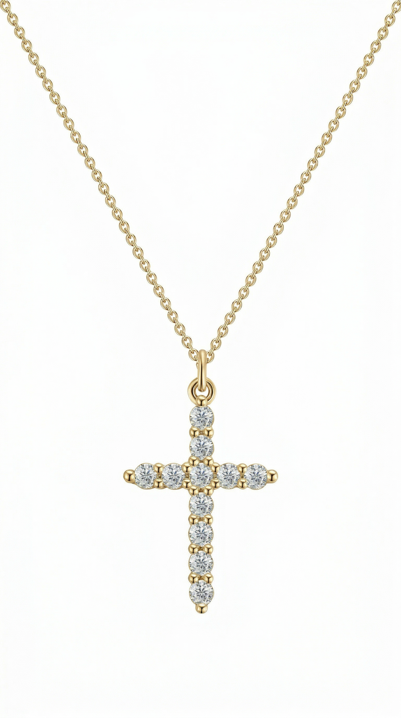 Womens cross necklace | Gold - Pearl of faith