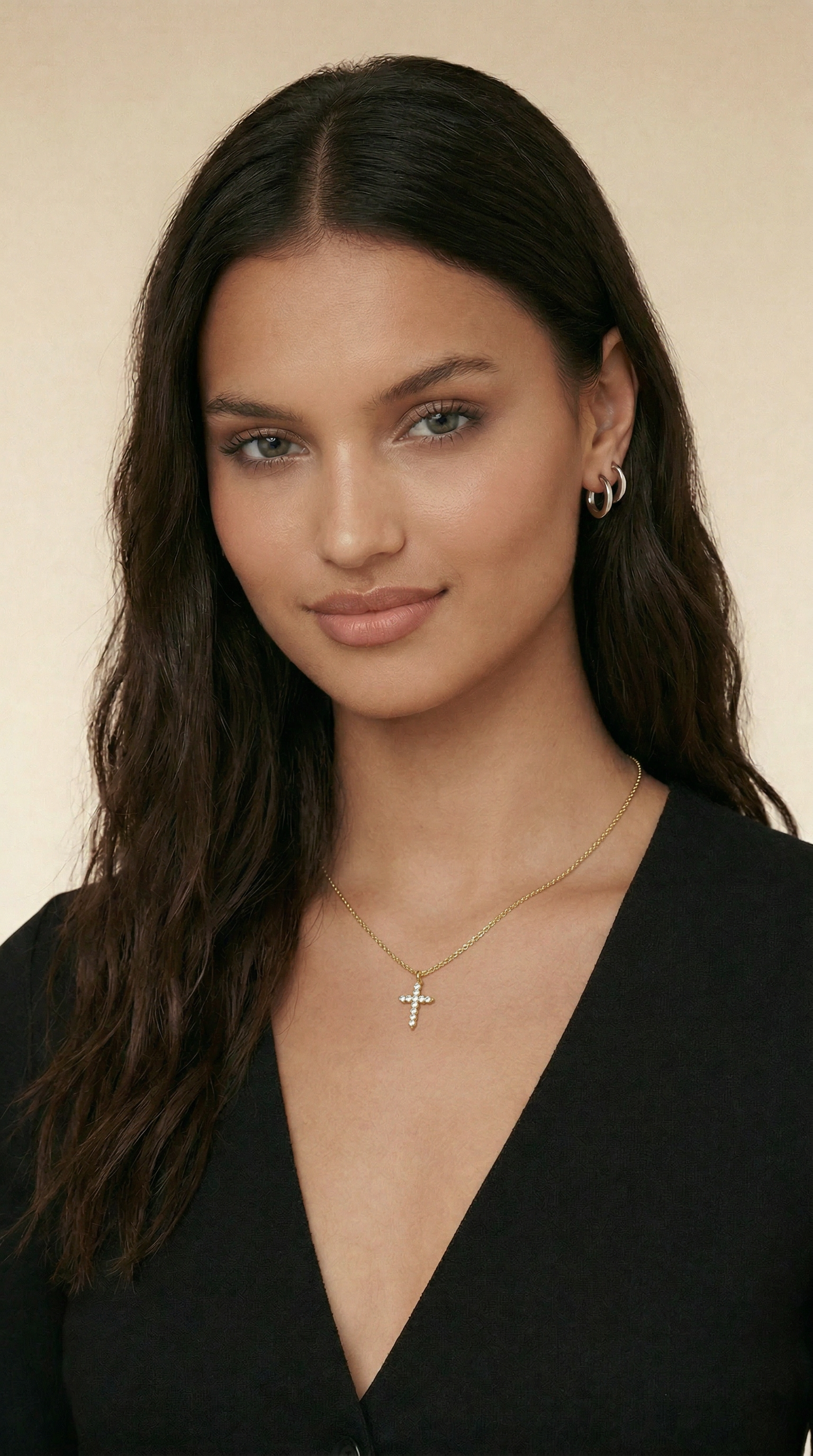 Womens cross necklace | Gold - Pearl of faith