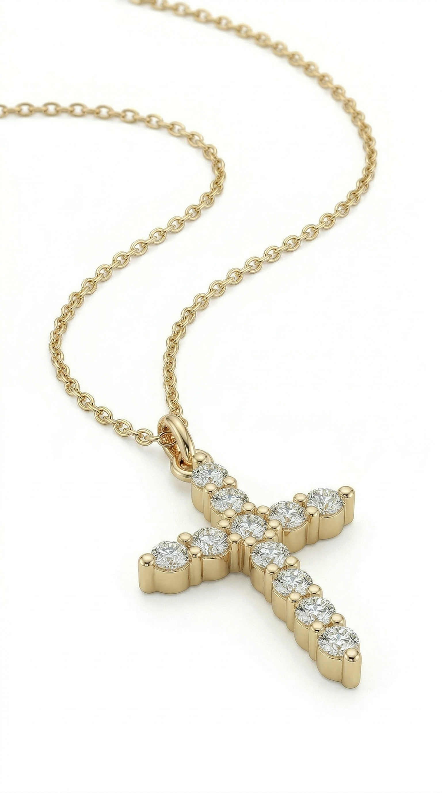 Womens cross necklace | Gold - Pearl of faith