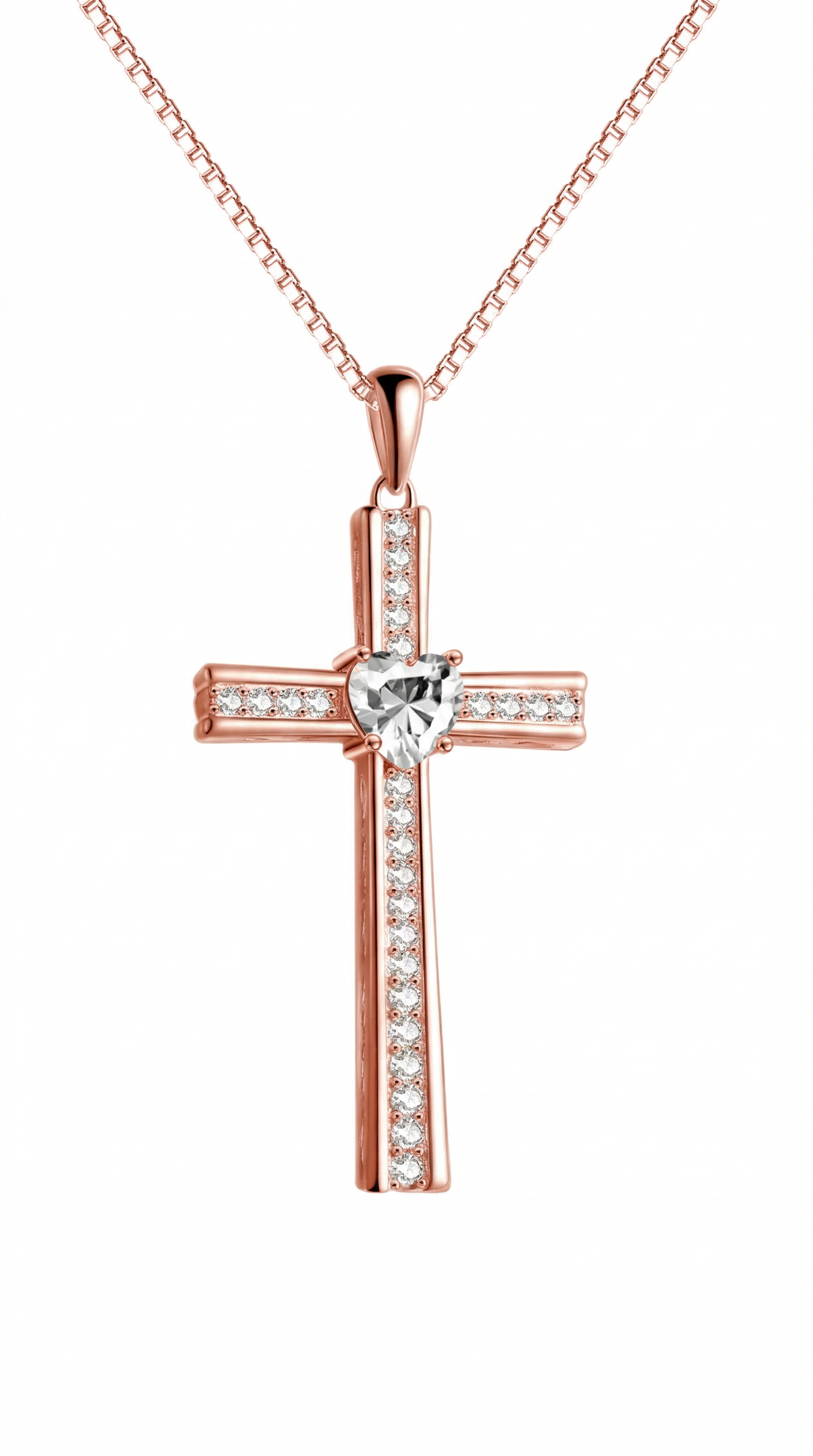 Womens cross necklace | Rose gold –  Sacred heart