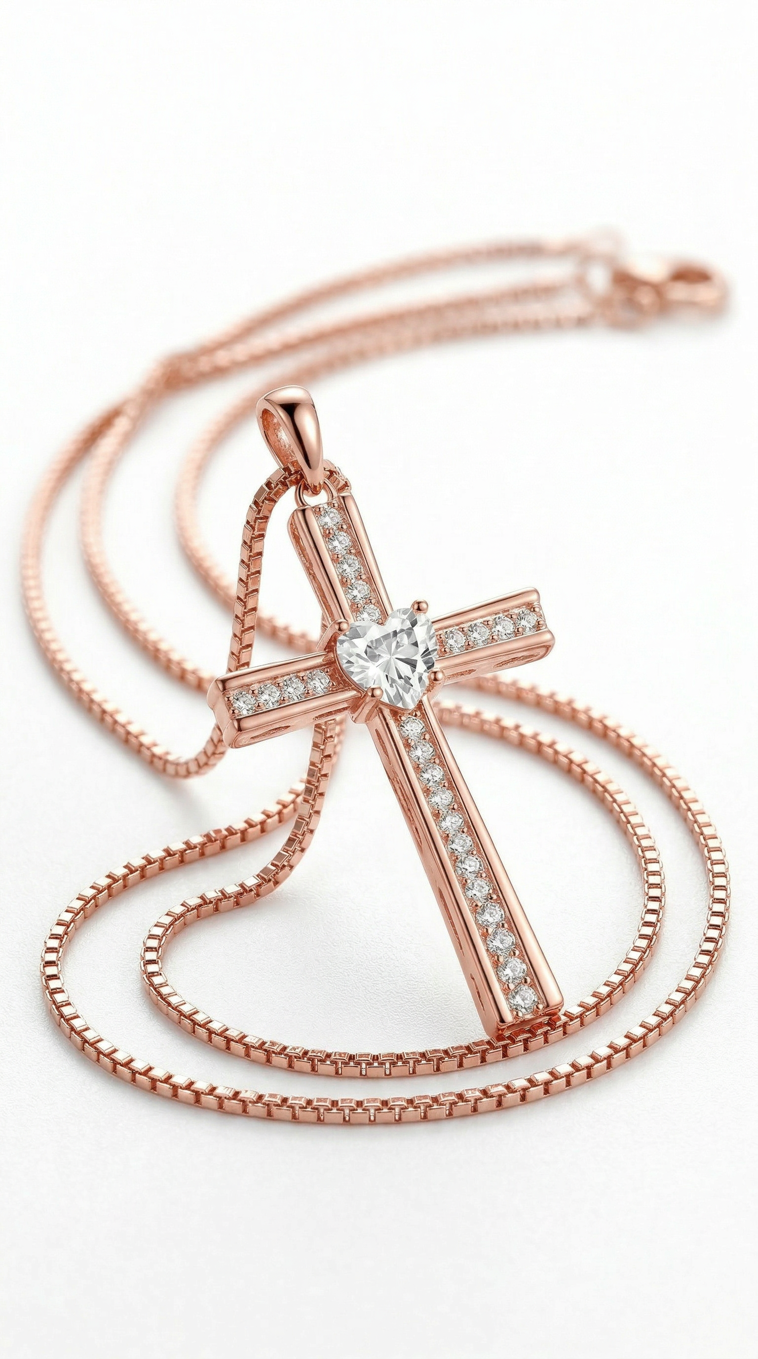 Womens cross necklace | Rose gold –  Sacred heart