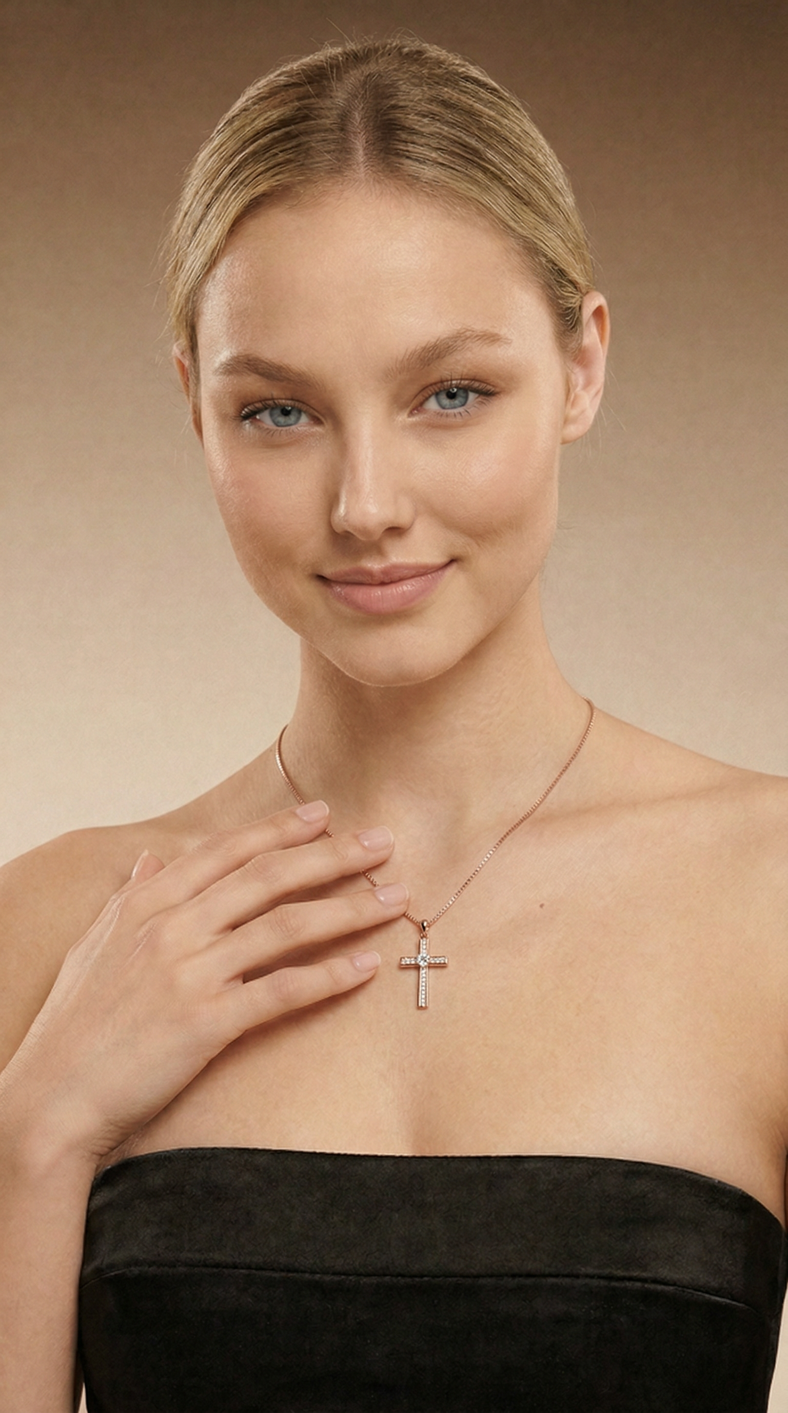 Womens cross necklace | Rose gold –  Sacred heart