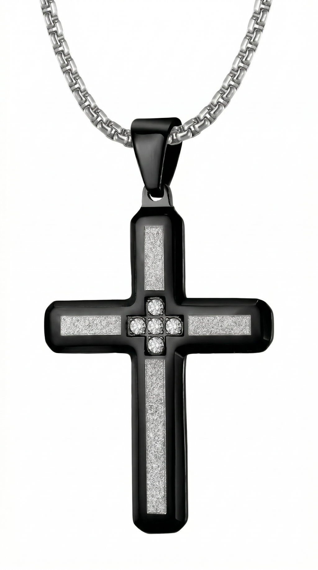 Heren Kruis ketting | Zilver Zwart – Shiloh
