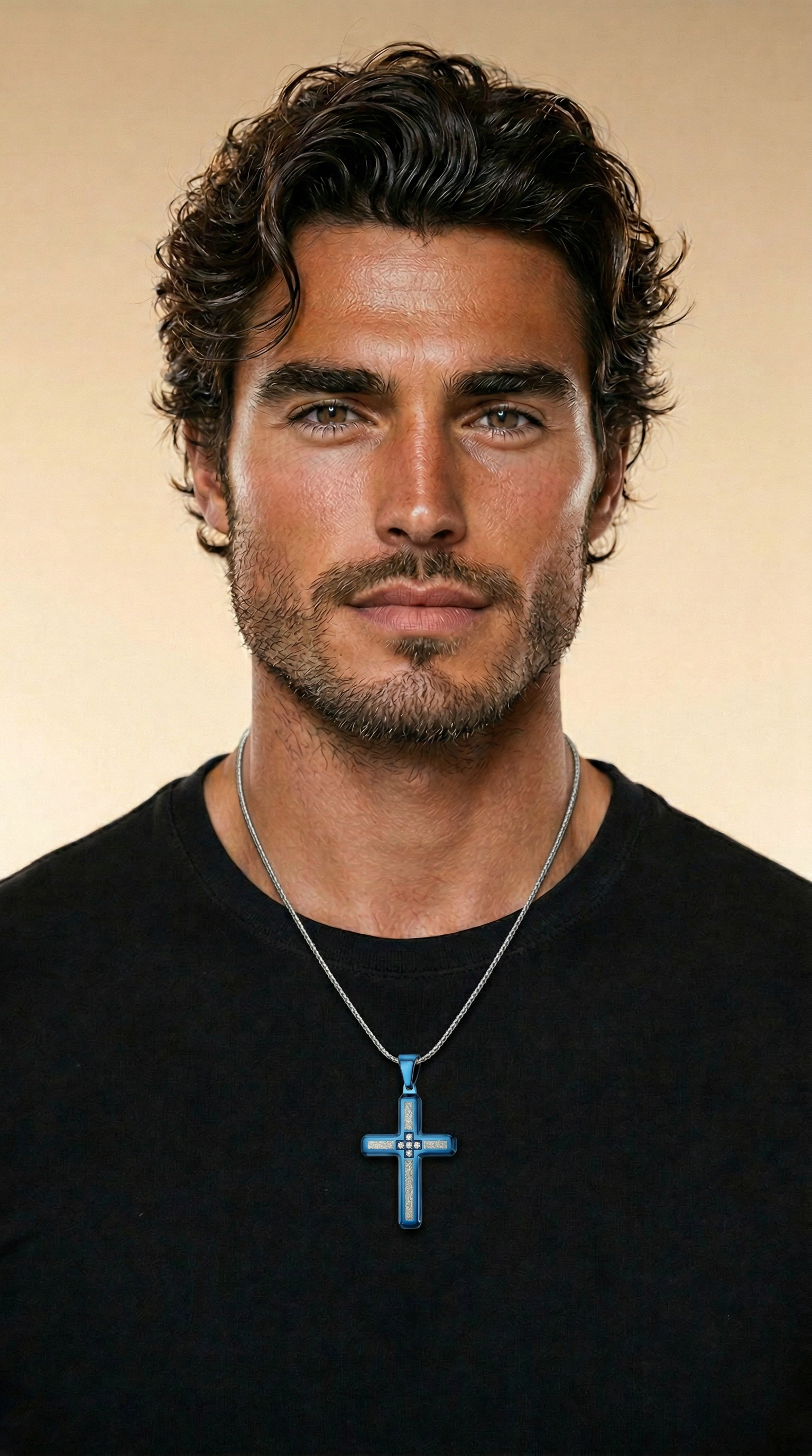 Mens cross | silver blue (Ark)