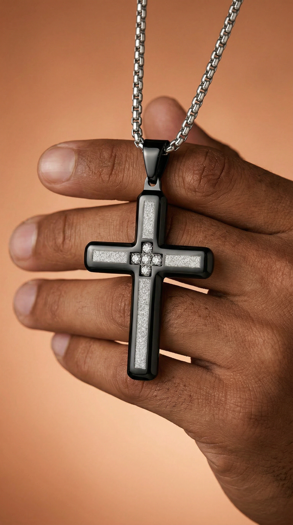 Heren Kruis ketting | Zilver Zwart – Shiloh