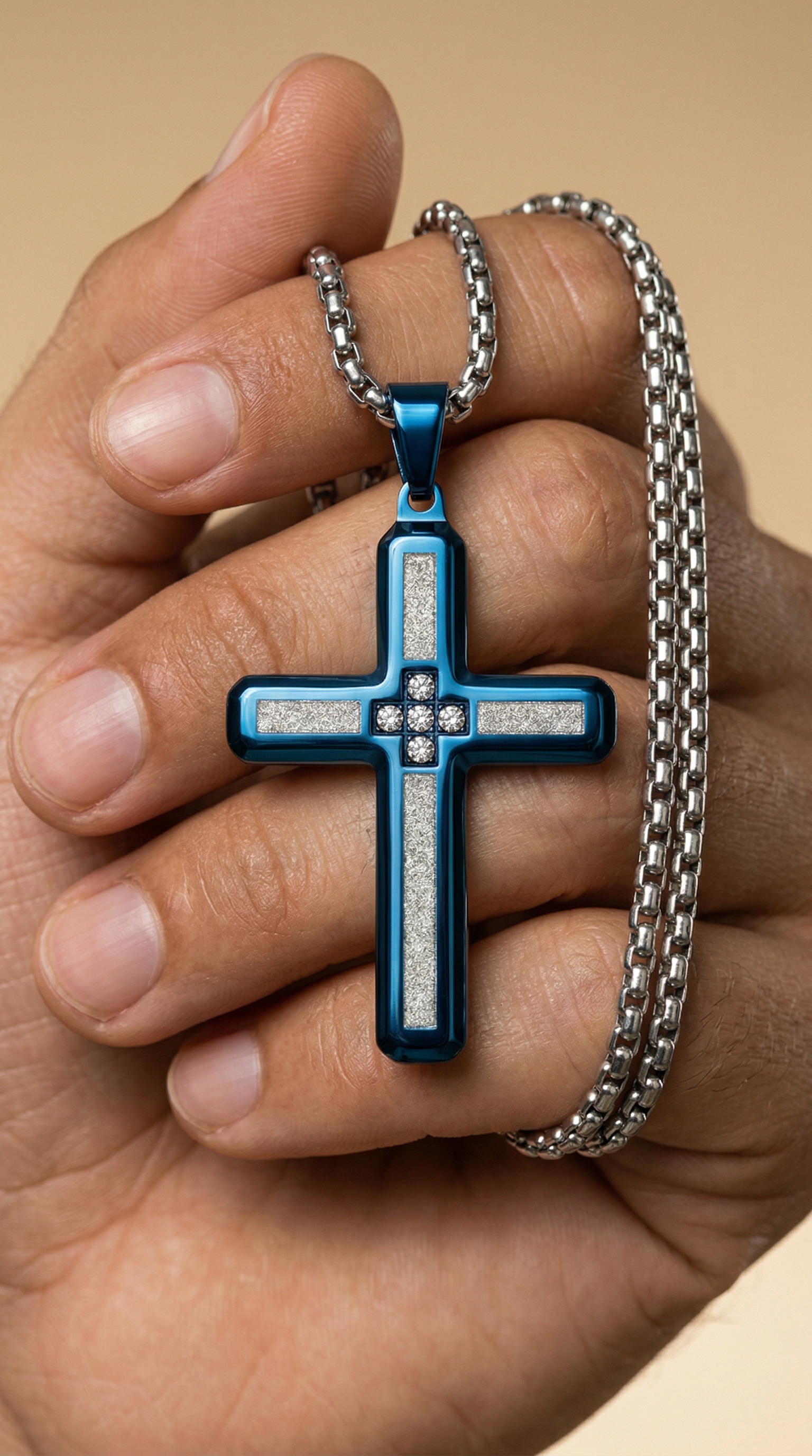 Mens cross | silver blue (Ark)