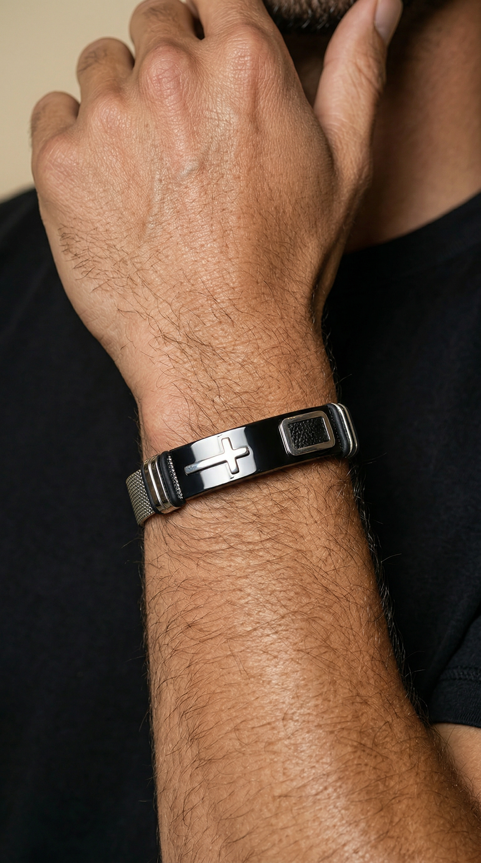 Mens bracelet | black silver