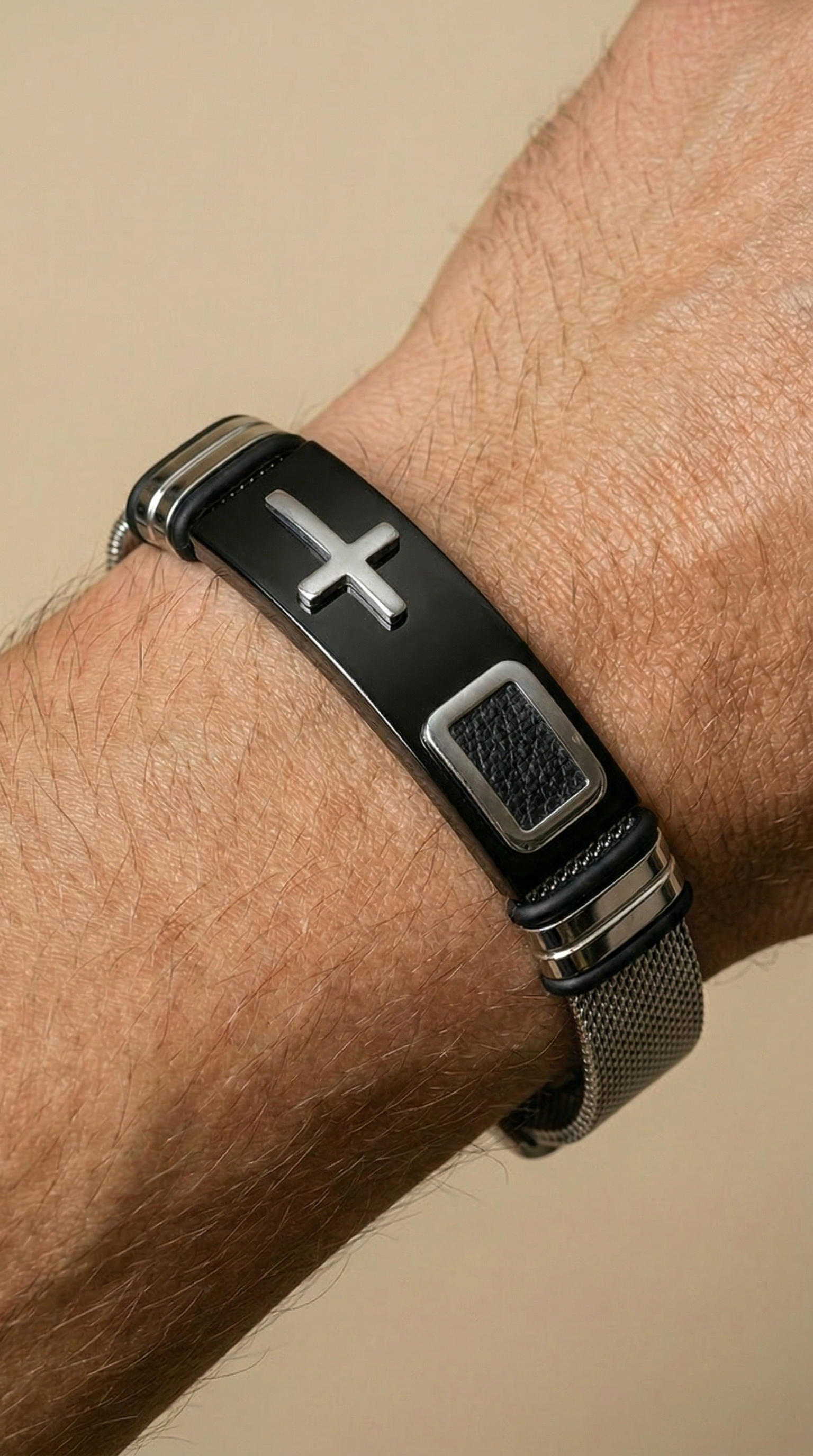 Mens bracelet | black silver