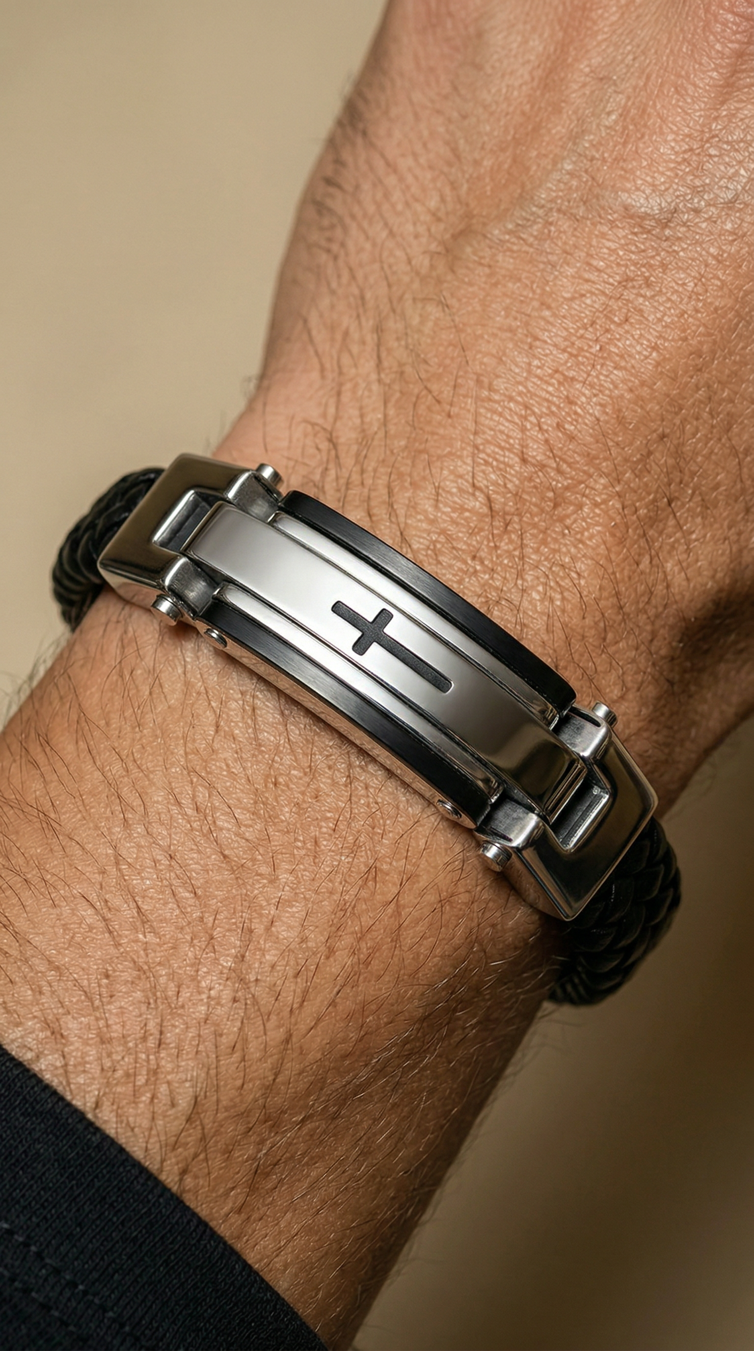 Mens bracelet | silver black