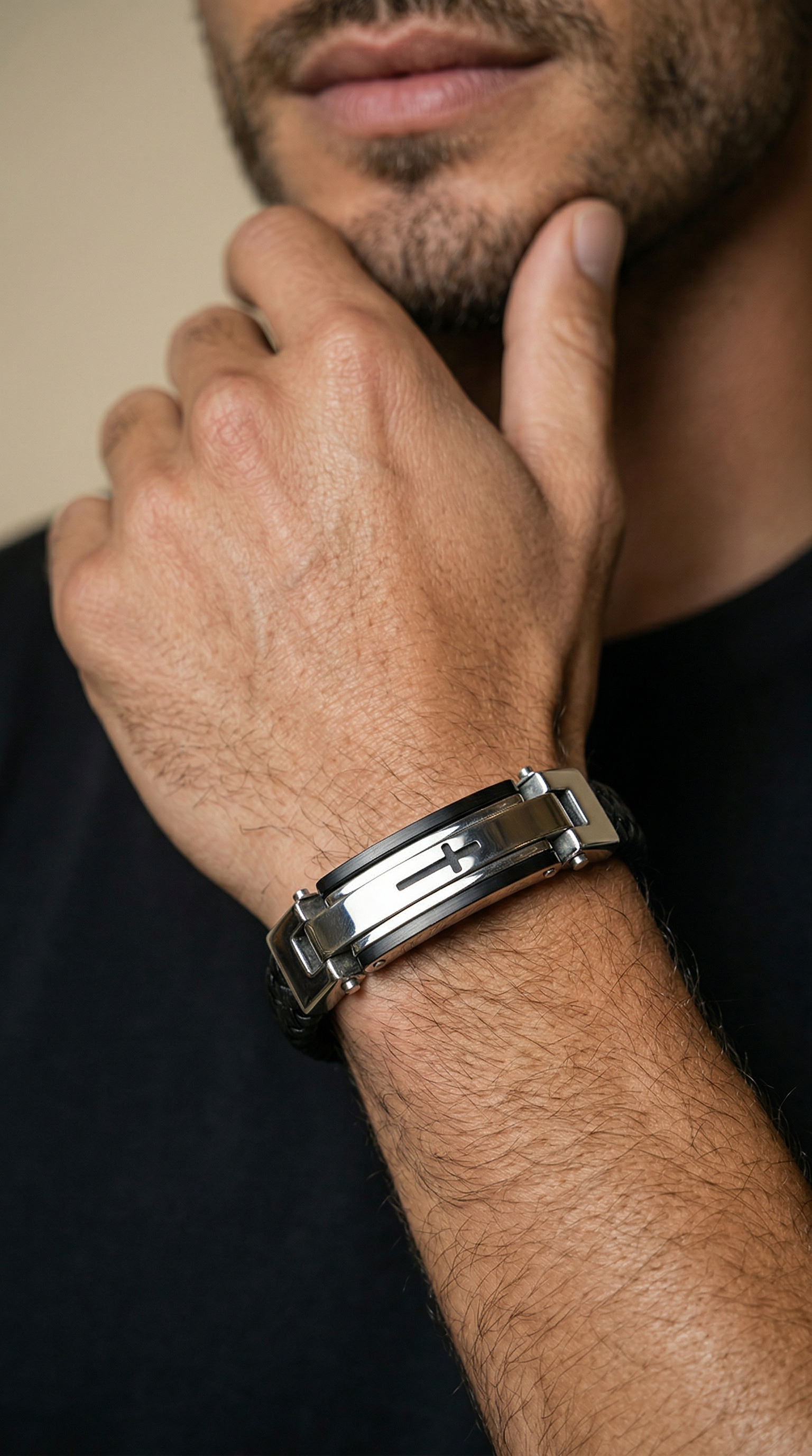 Mens bracelet | silver black