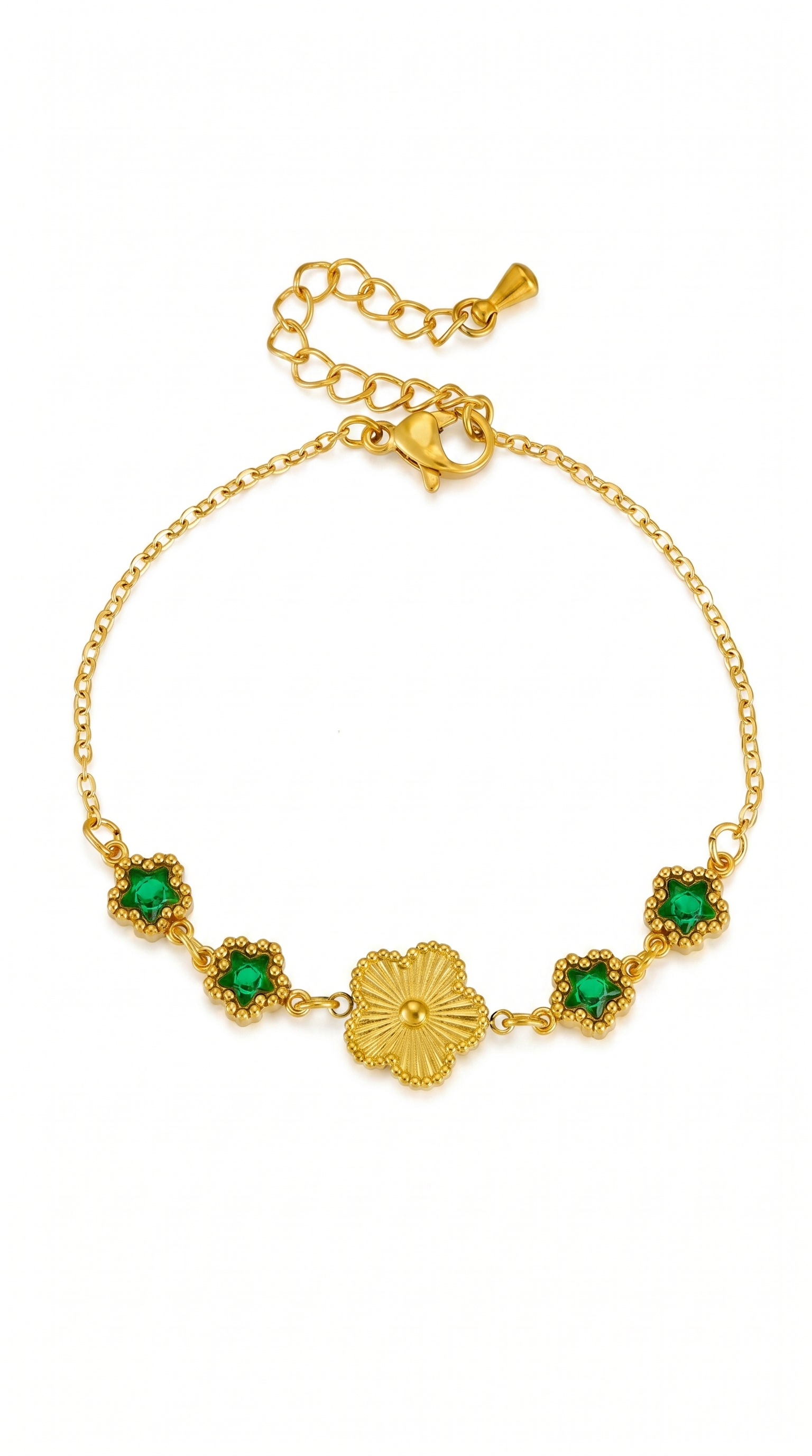 Dames bloem armband | Goud- Midnight lily