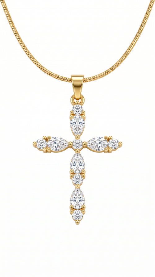 Dames kruis ketting | Goud – Crown of Light