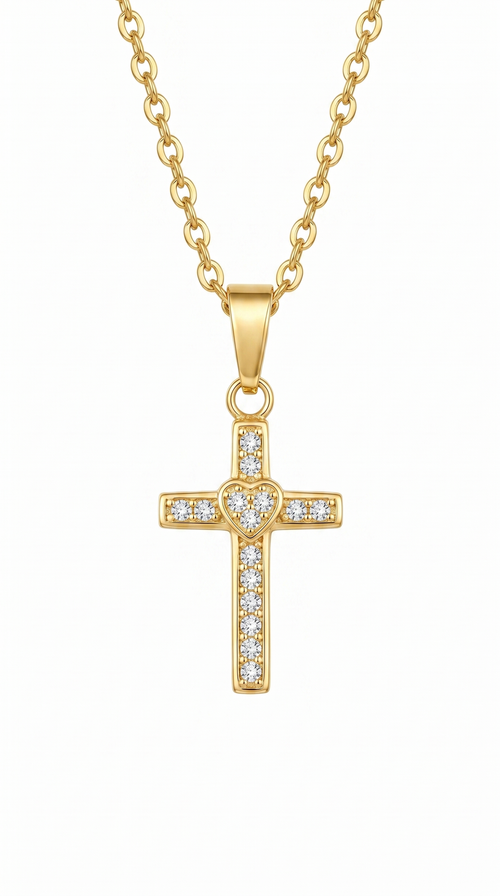 Dames kruis ketting | Goud – Sacred Heart