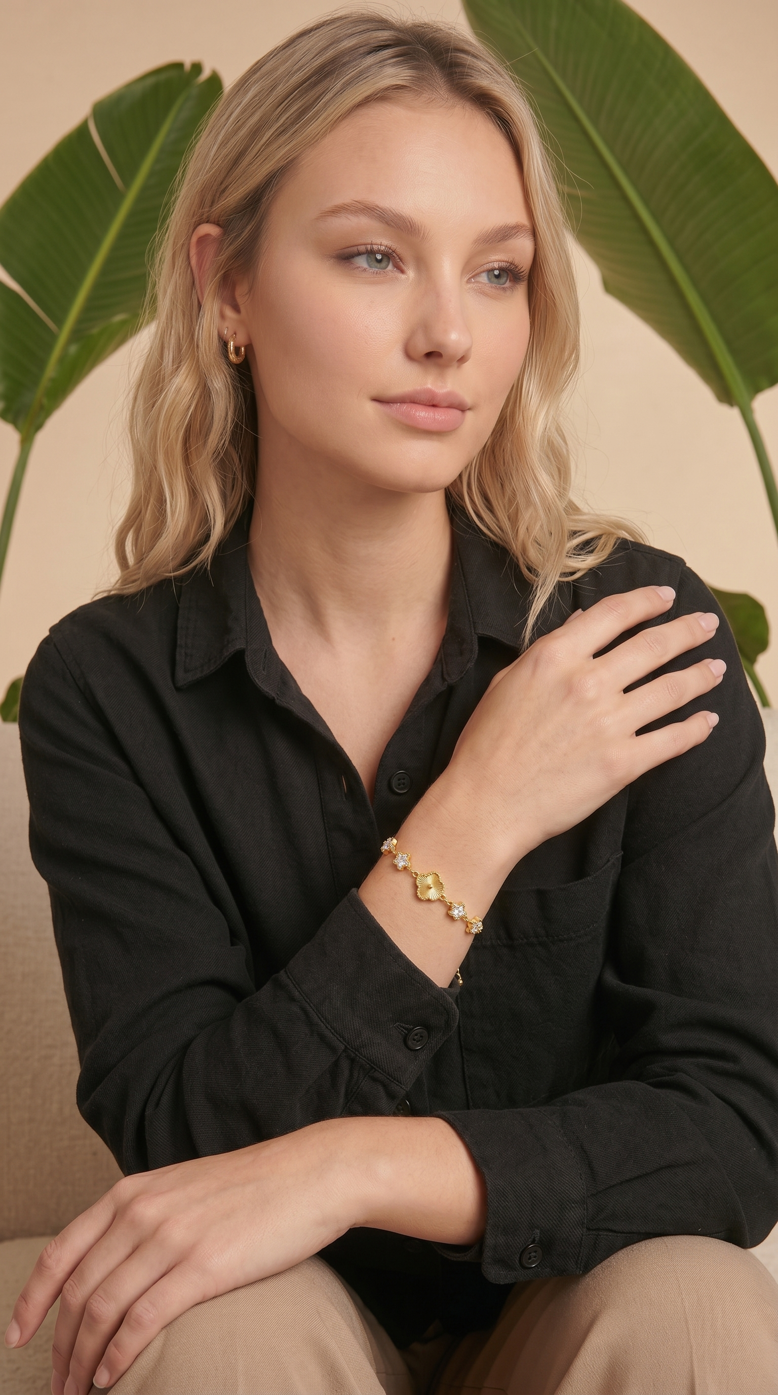 Dames bloem armband | Goud - Bloom of grace