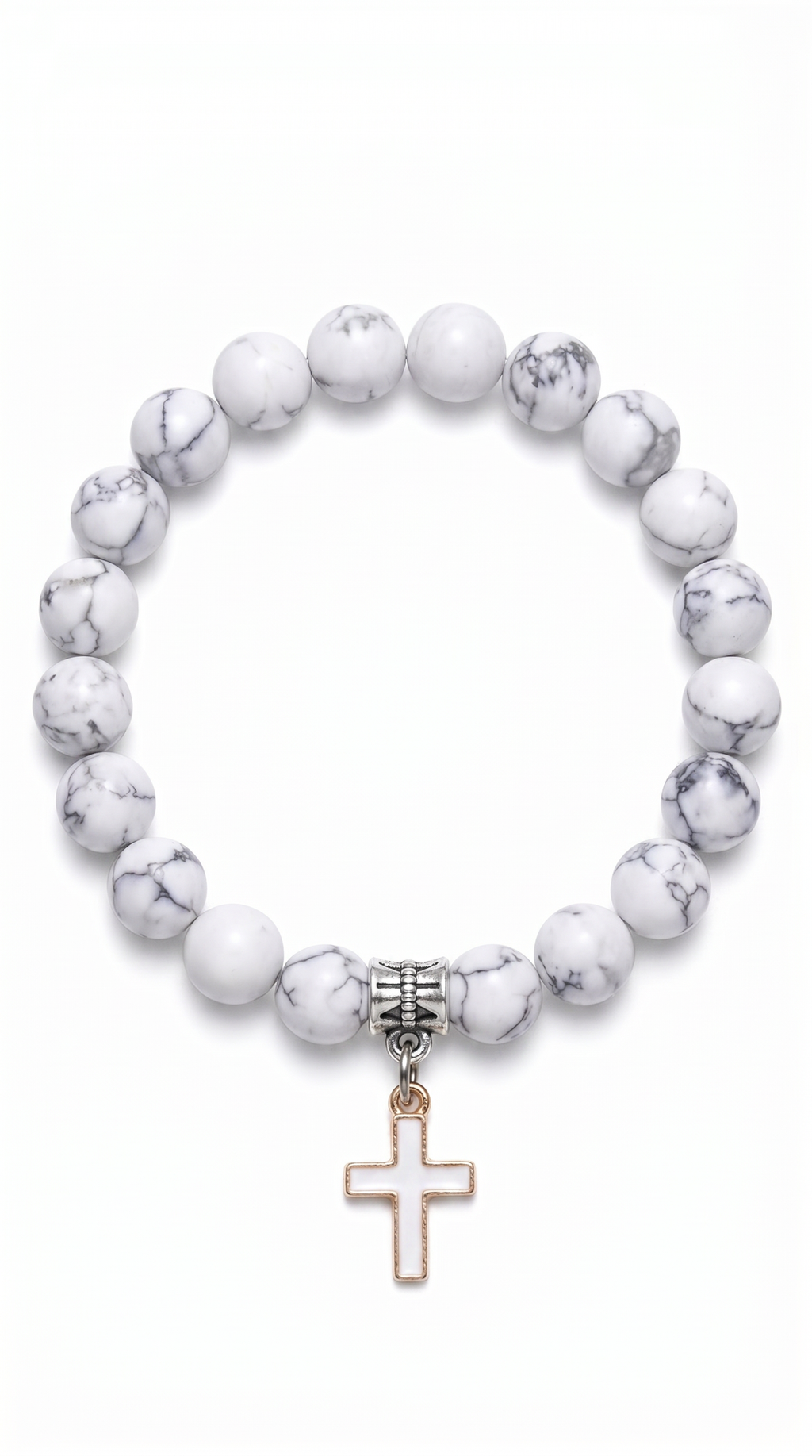 Heren kruis armband | Wit Howliet – Living Stone