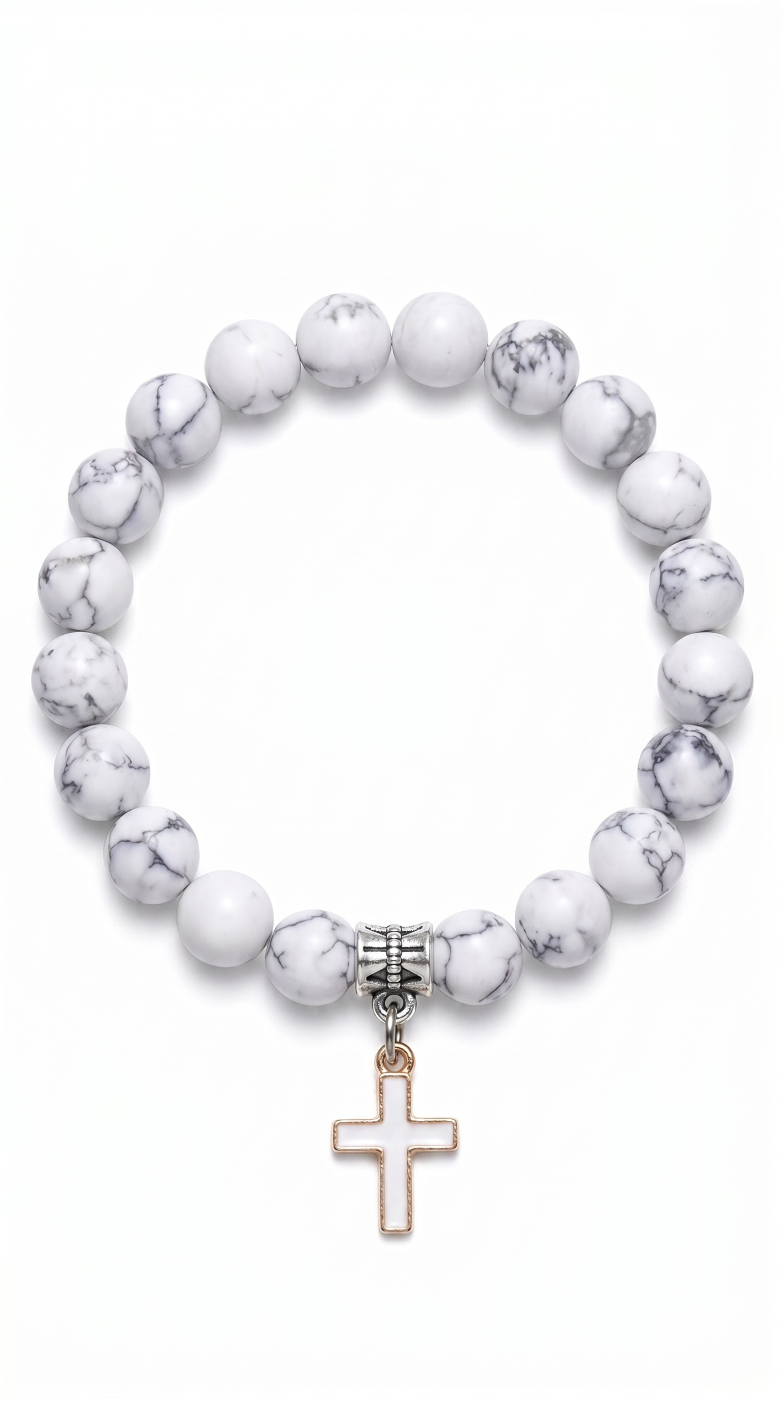 Heren kruis armband | Wit Howliet – Living Stone
