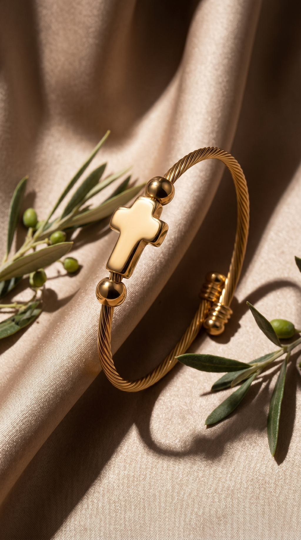 Heren kruis armband | Titanium Goud – Crucible
