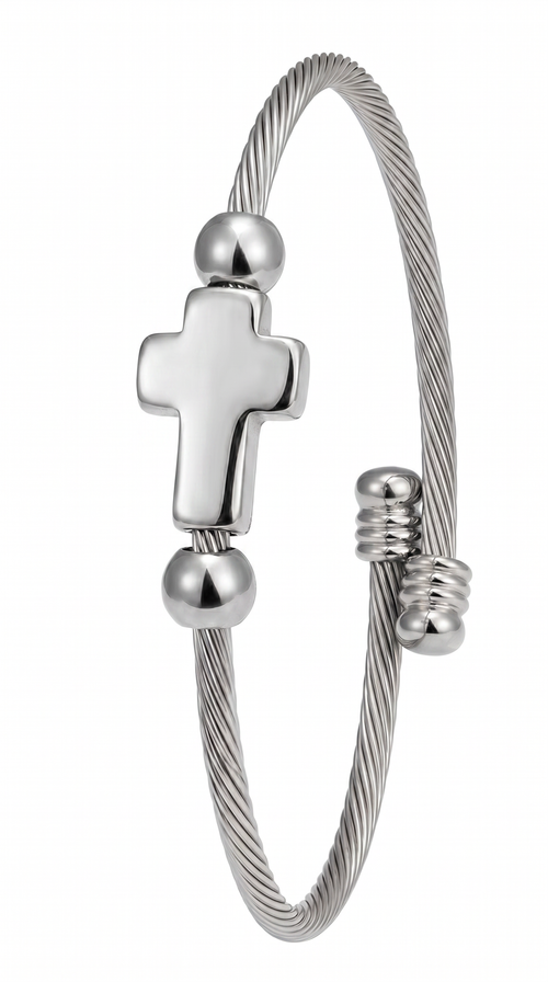 Heren kruis armband | Titanium Zilver – Crucible