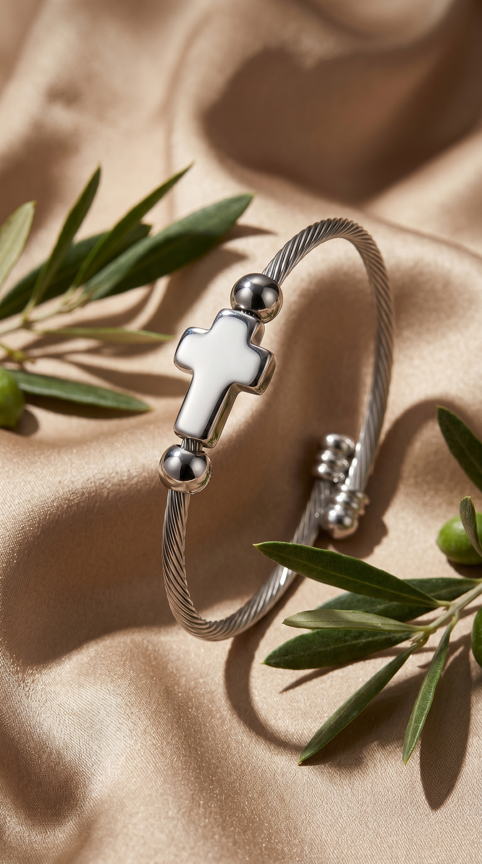 Heren kruis armband | Titanium Zilver – Crucible