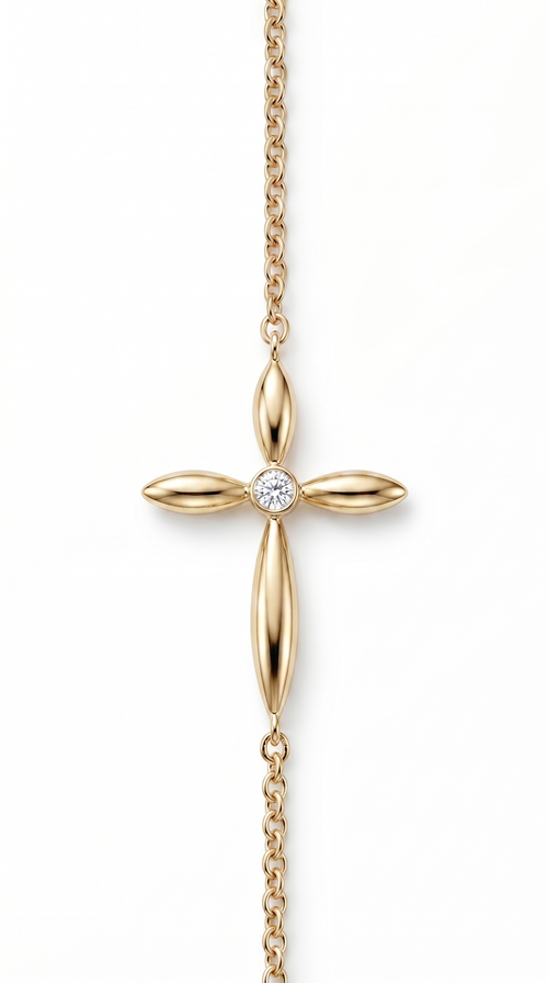 Dames kruis armband | s925 zilver – Goud – Radiant Grace