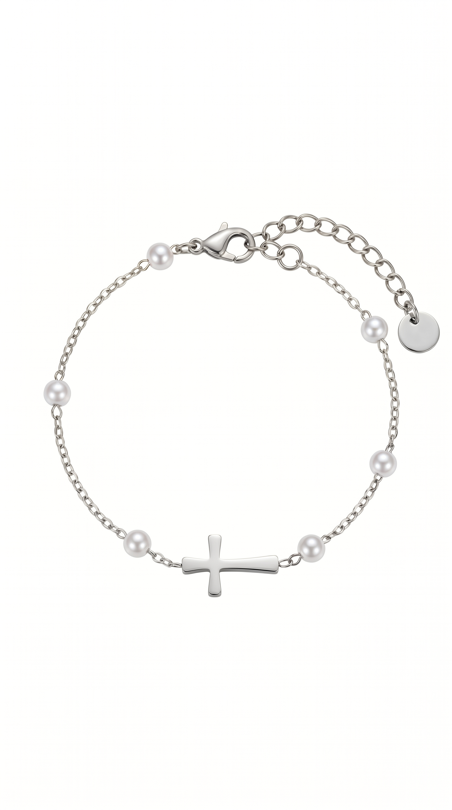 Dames kruis armband | Zilver – Pearl of Grace