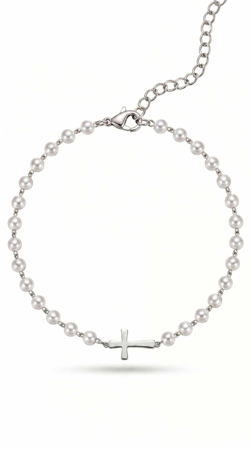 Dames kruis armband | Zilver – Pearl of Grace