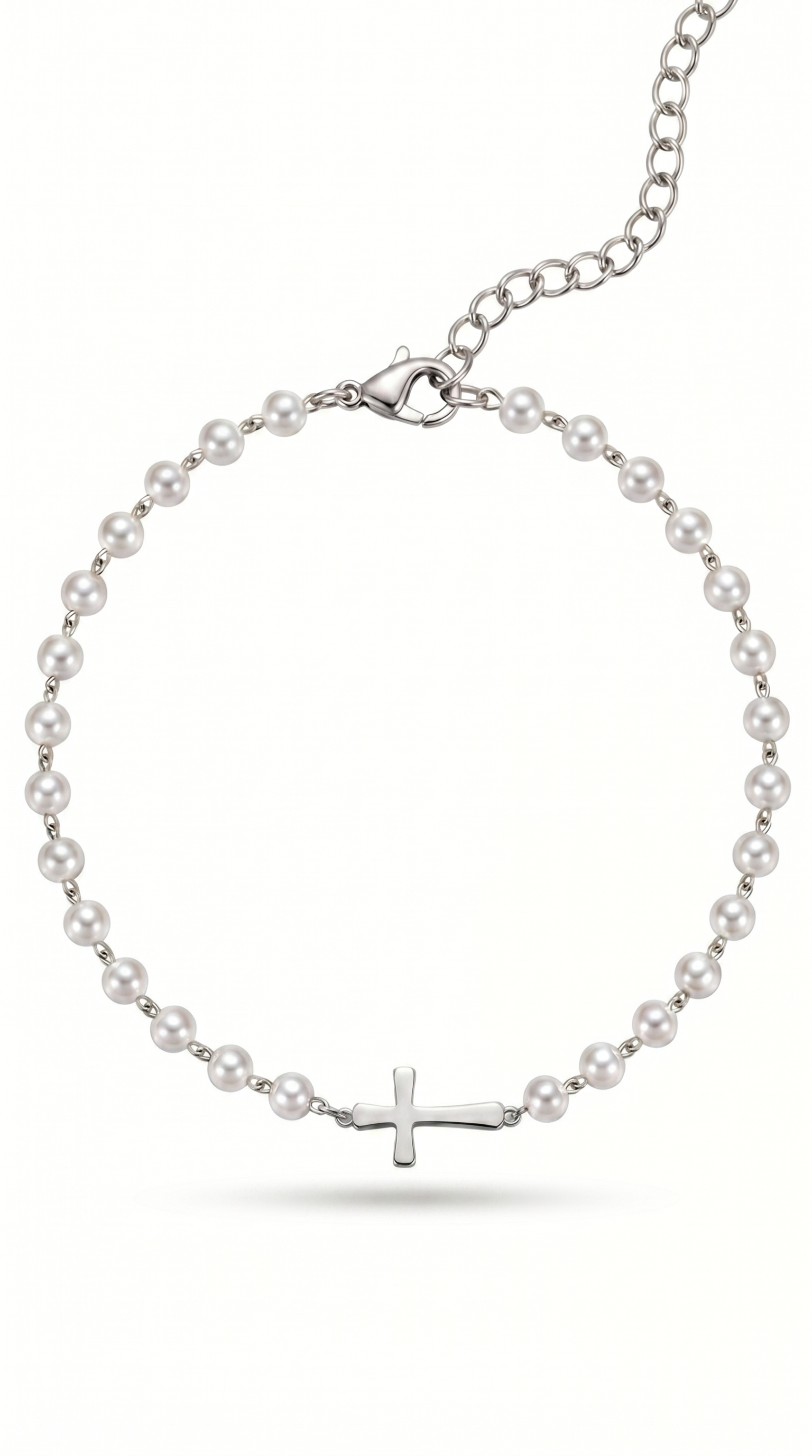 Dames kruis armband | Zilver – Pearl of Grace