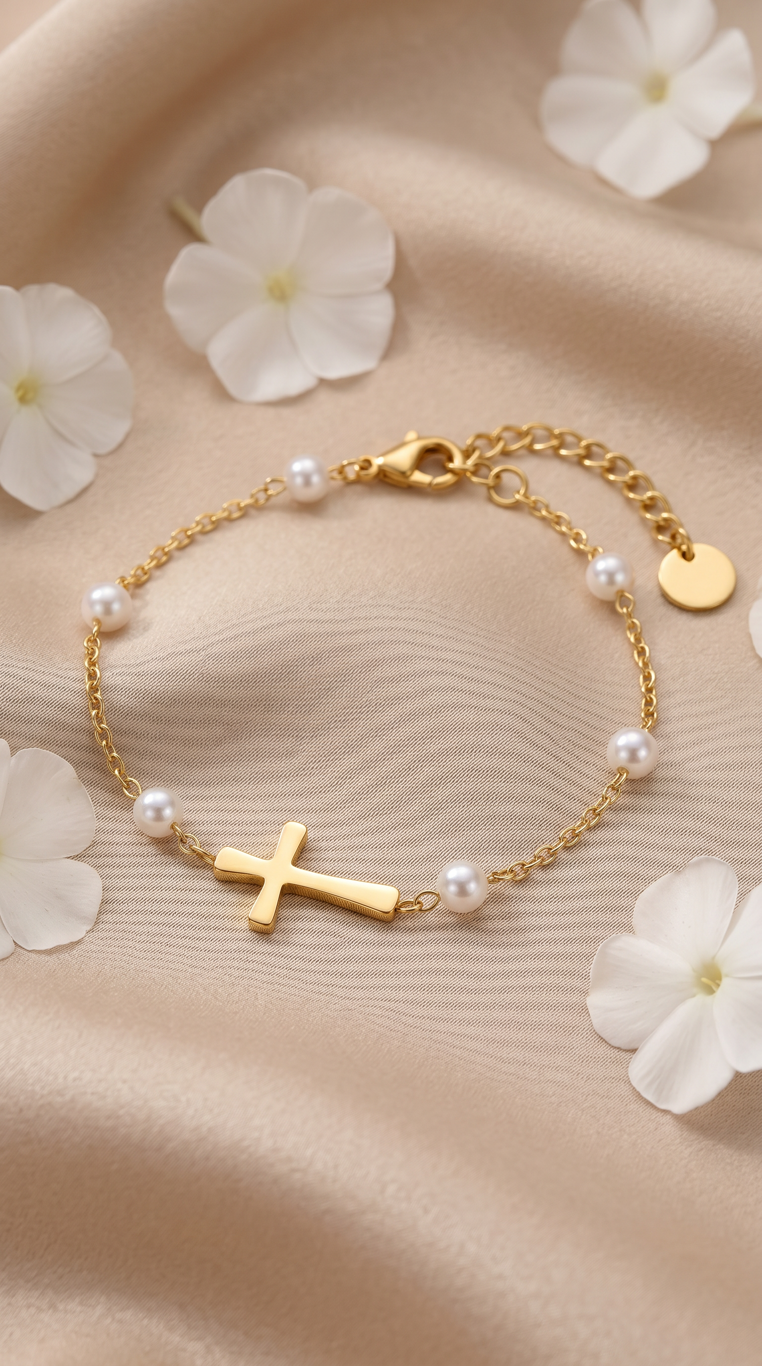 Dames kruis armband | Goud – Pearl of Great Price