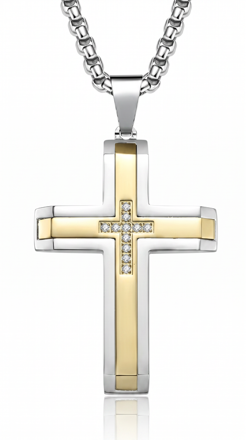 Heren kruis ketting | Kings collectie – Zilver/Goud – David's Courage