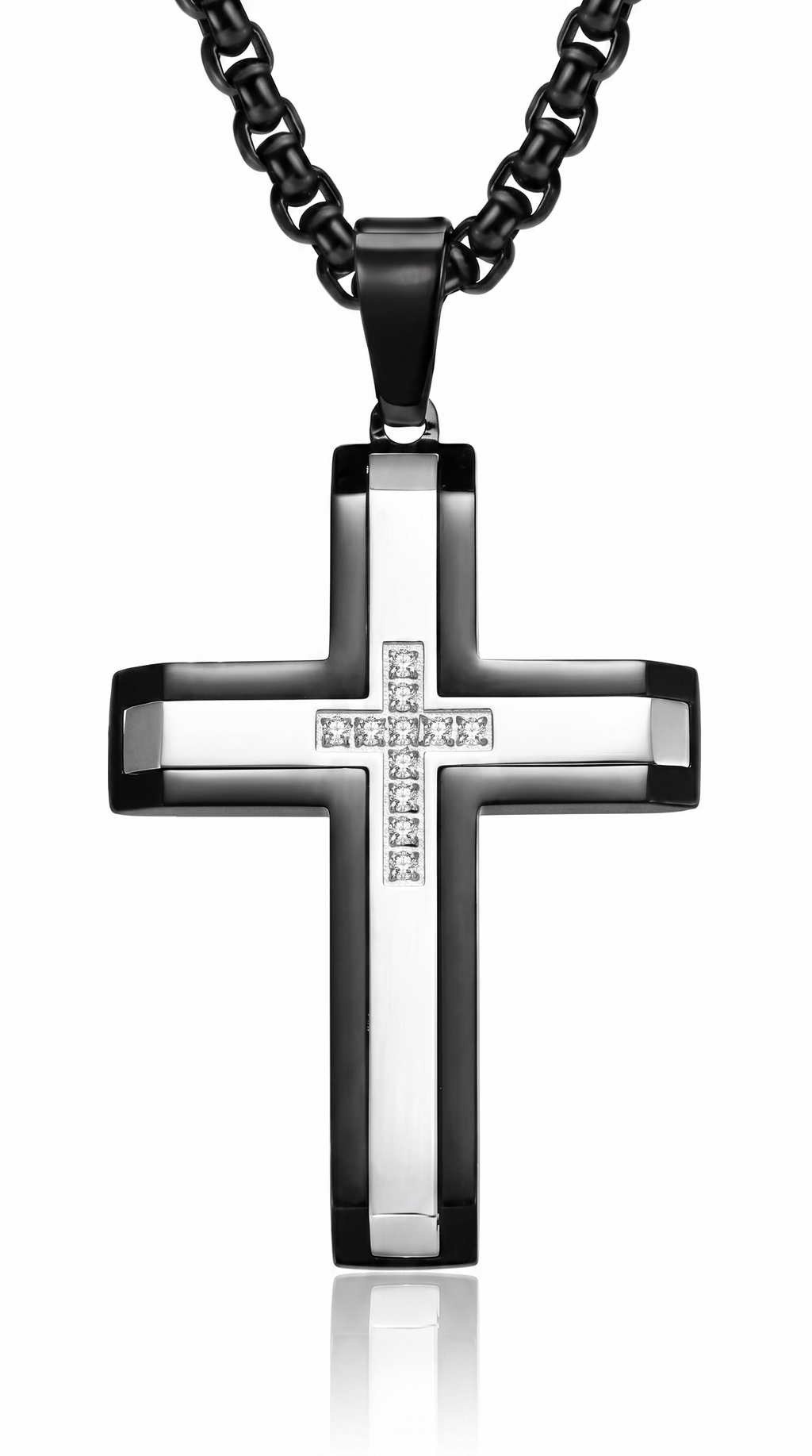 Heren kruis ketting | Kings collectie – Zwart/Zilver – David's Courage