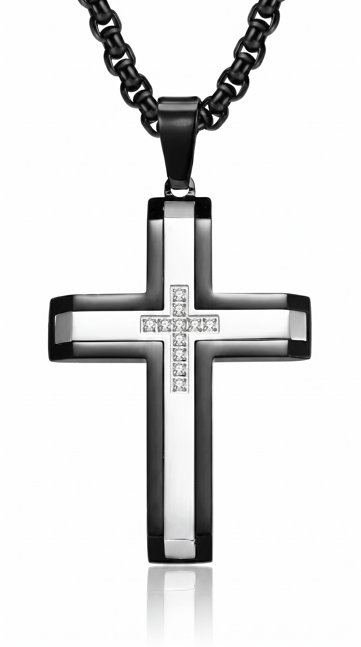 Heren kruis ketting | Kings collectie – Zwart/Zilver – David's Courage
