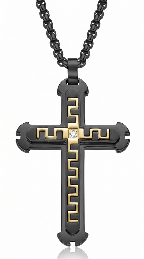 Men's Cross Necklace | Kings Collection – Black – Solomon's Wisdom