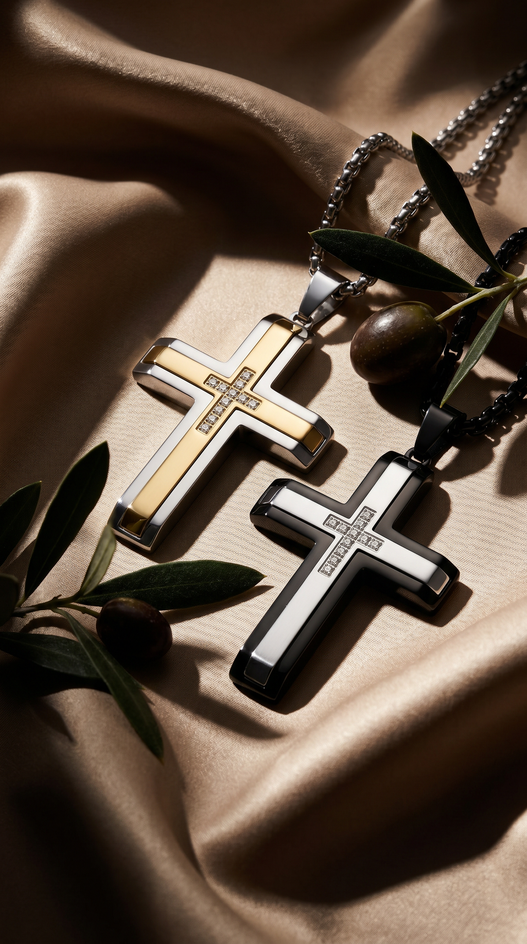 Heren kruis ketting | Kings collectie – Zwart/Zilver – David's Courage