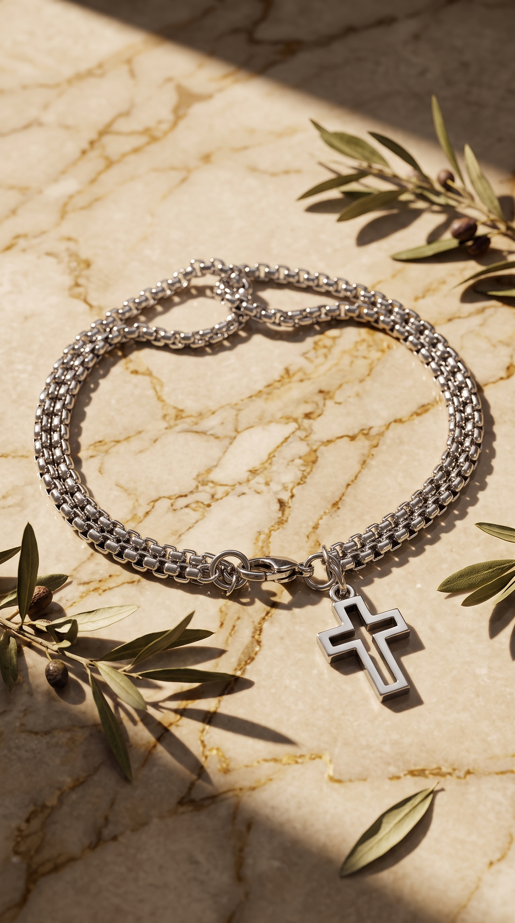 Heren kruis armband | Zilver - Cornerstone