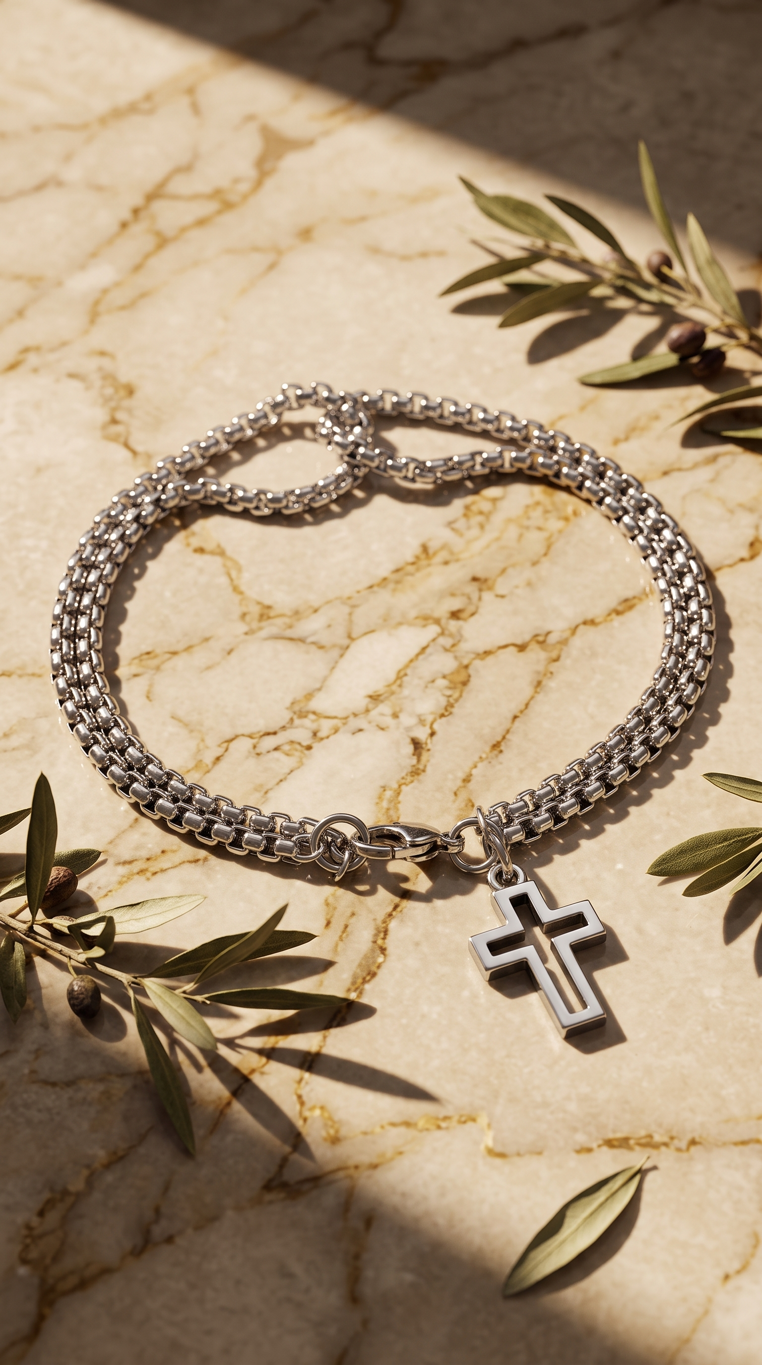 Heren kruis armband | Zilver - Cornerstone