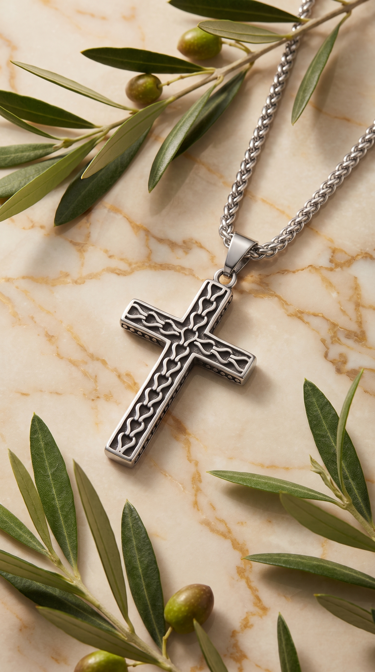 Heren kruis ketting | Zilver – Damascus