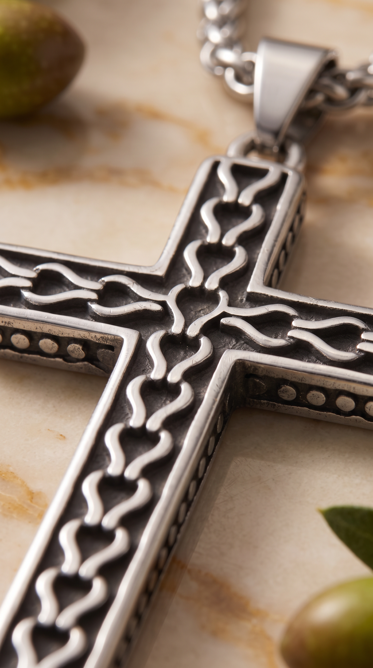 Heren kruis ketting | Zilver – Damascus