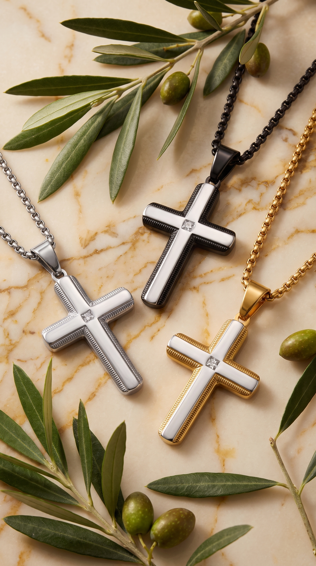 Heren kruis ketting | Zwart – Chosen