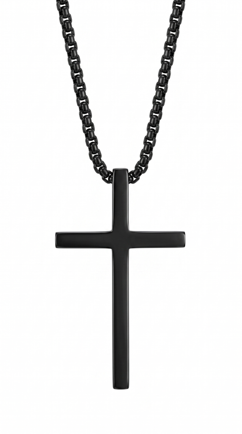 Heren kruis ketting | Zwart – Golgotha