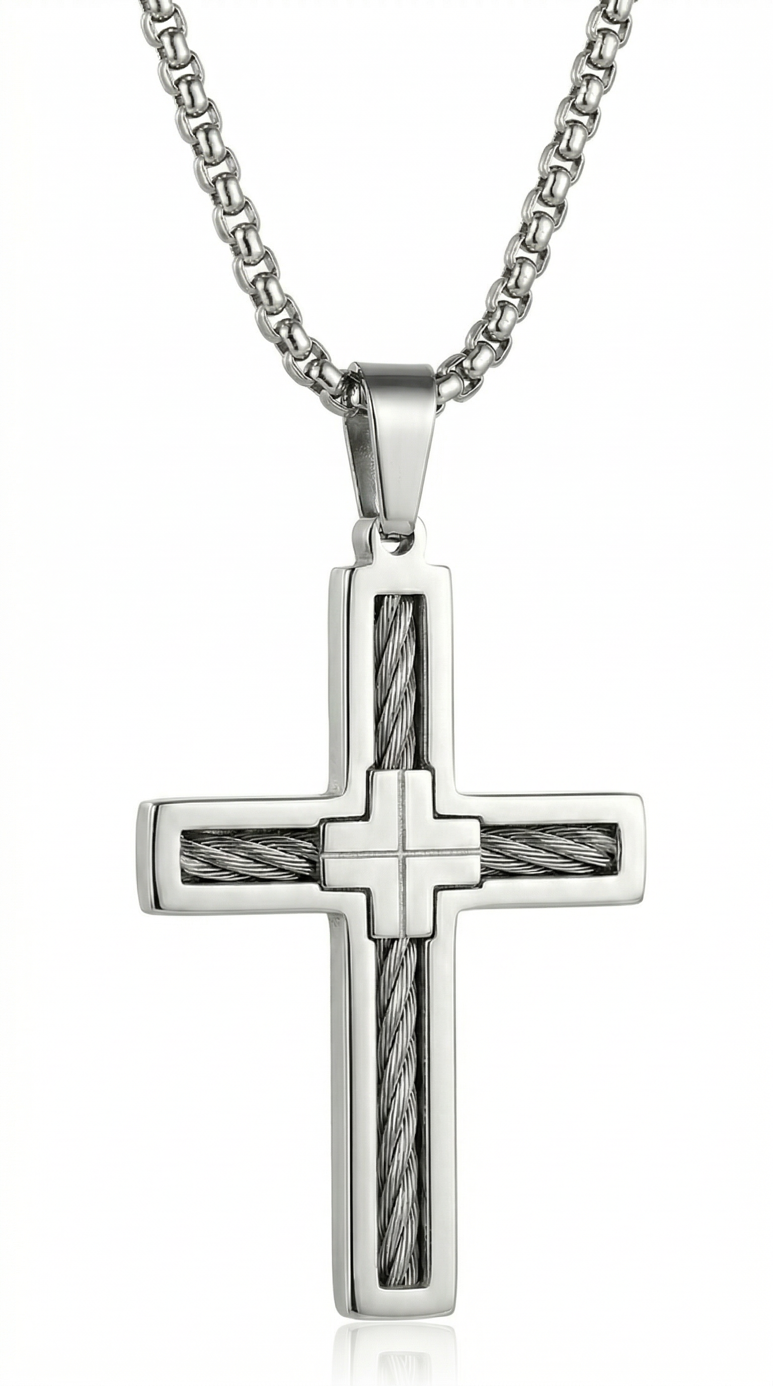 Mens cross | silver outline (Davids Sling)